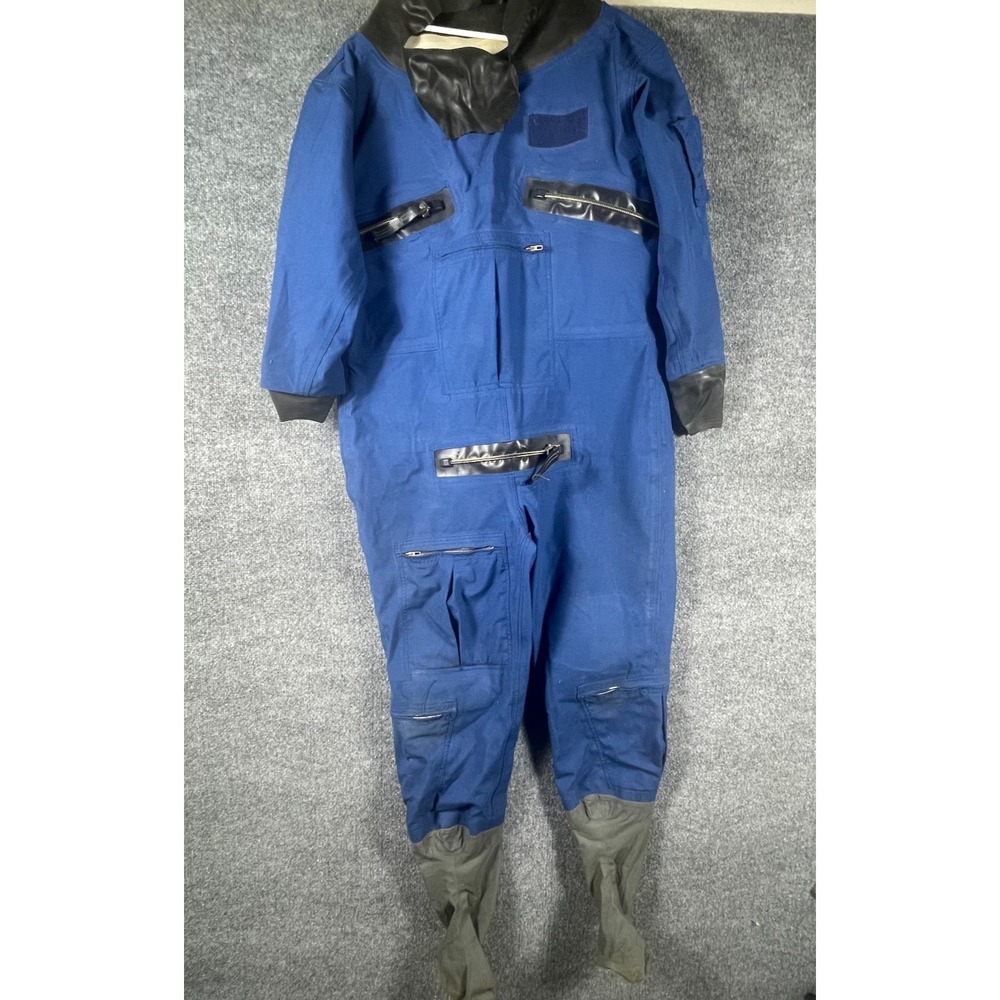 VTG USCG Aircrew Dry Coverall Blue Size 10 Military Coast Guard Suit 90s Retro